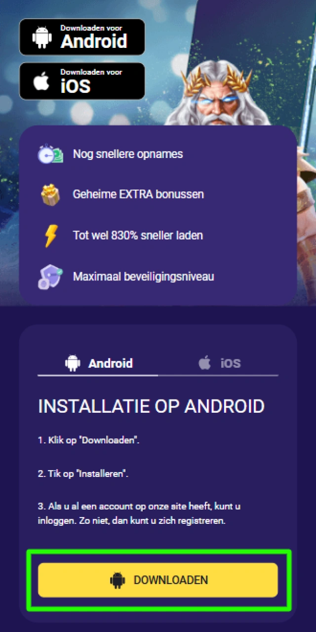 Het Lalabet APK-bestand downloaden vanaf de officiële website naar uw Android-toestel.