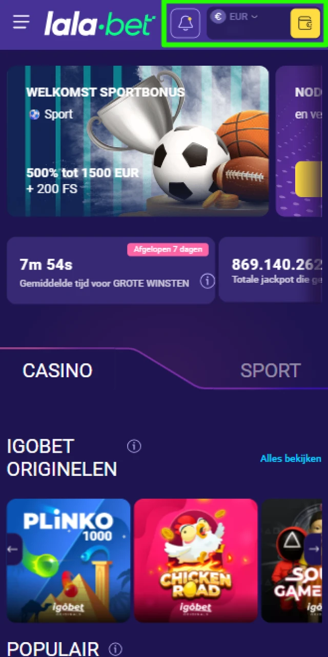 Bijschrijving van het bonusgeld en eventuele free spins op uw Lalabet account.