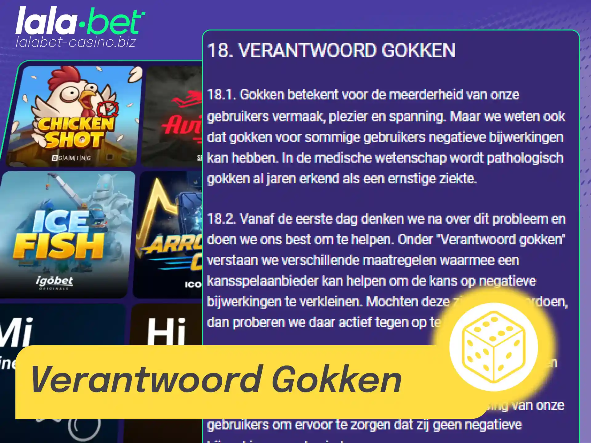 Hulpmiddelen en advies voor verantwoord en veilig spelen bij Lalabet Nederland.