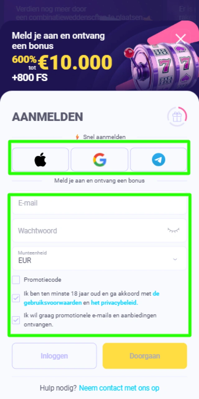 Stappenplan voor het registreren van een nieuw spelersaccount bij Lalabet.