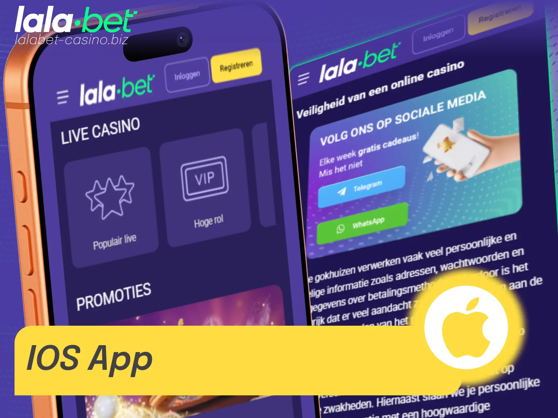 Informatie over de Lalabet mobiele applicatie voor iPhone en iOS-apparaten.
