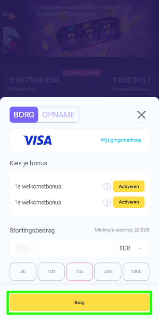 Bevestigen en voltooien van de transactie om het saldo op Lalabet op te waarderen.