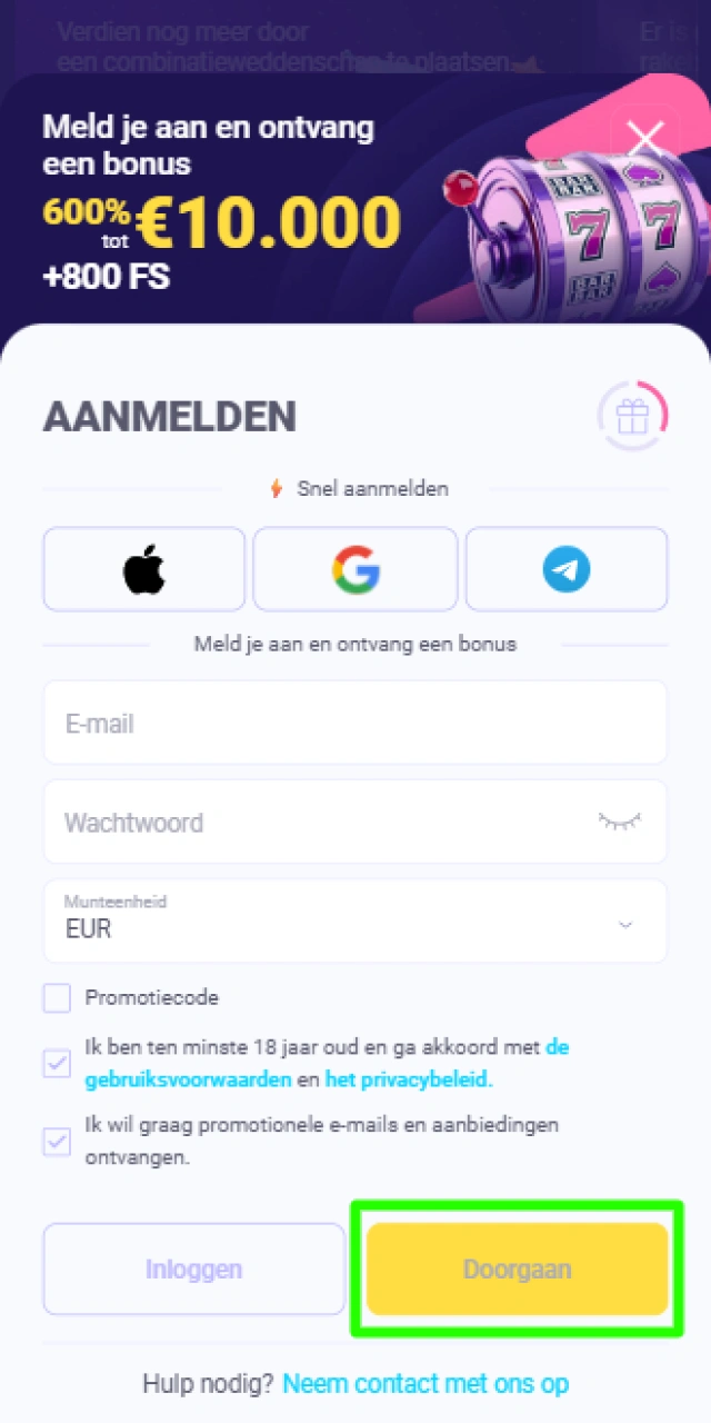 Activeren van uw nieuwe Lalabet spelersaccount via de e-mailverificatie.
